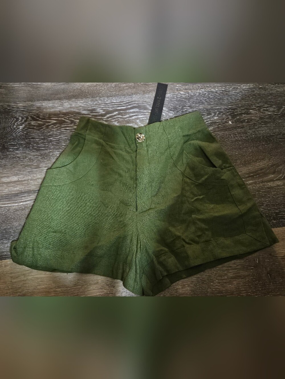 House Of Harlow Olive Green High-Waist Linen Shorts NWT XS